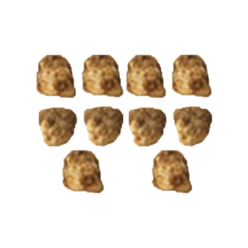 Nine chocolate chip cookies arranged in a 3x3 grid pattern on a green background.